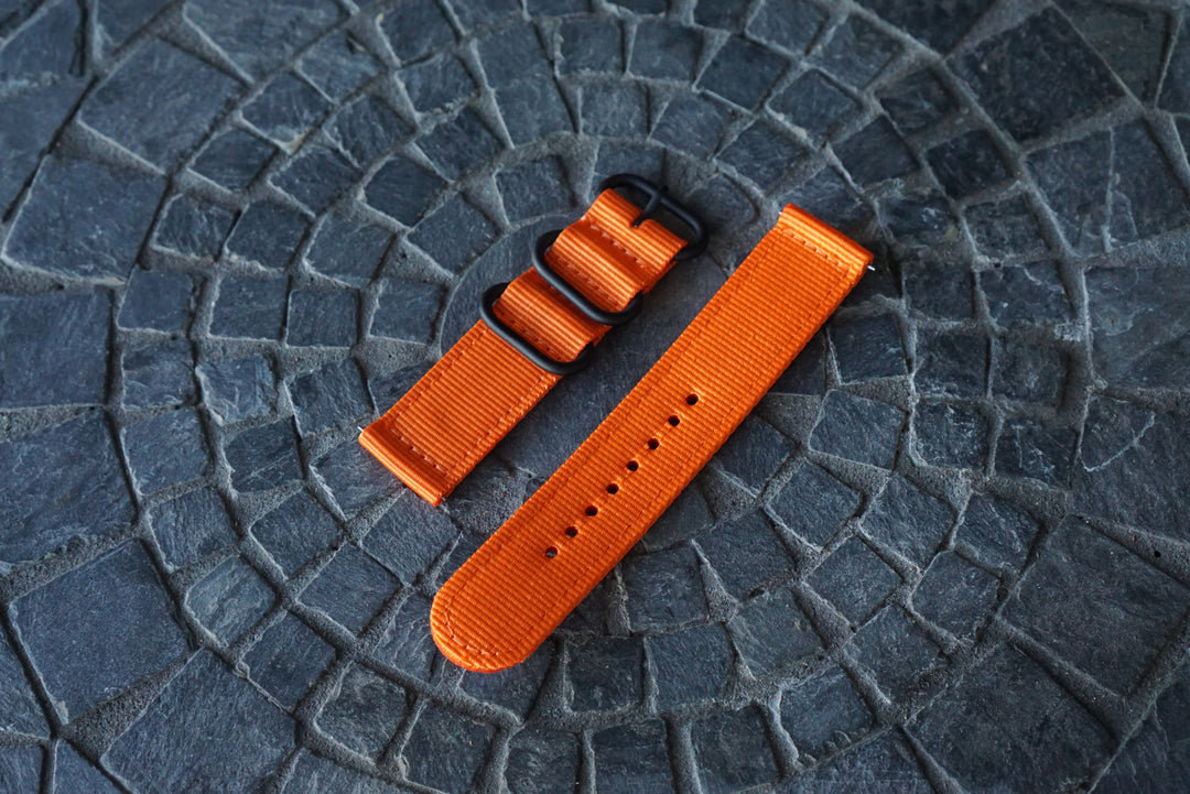 Two Piece Canvas Watch Strap (22mm) - Orange Canvas