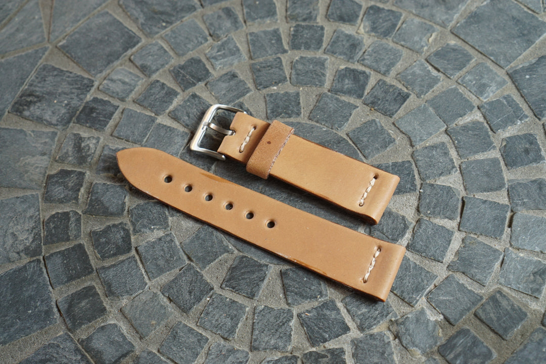 Two Piece Watch Strap (22mm) - Horween Unglazed Natural Shell Cordovan