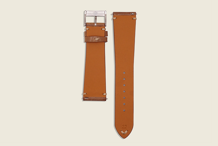 Minimal Side Stitch Watch Strap - Horween Bourbon Shell Cordovan