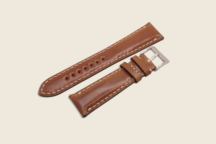 Padded Watch Strap - Horween Bourbon Shell Cordovan